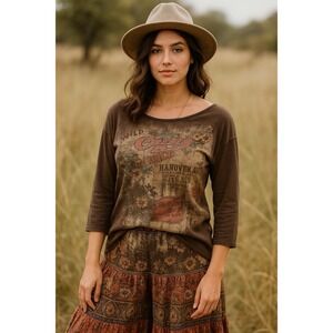 MONA LISA BRAND Chateau Blanc Chardonnay Shirt 3/4 Sleeve Large Y2K Retro VTG